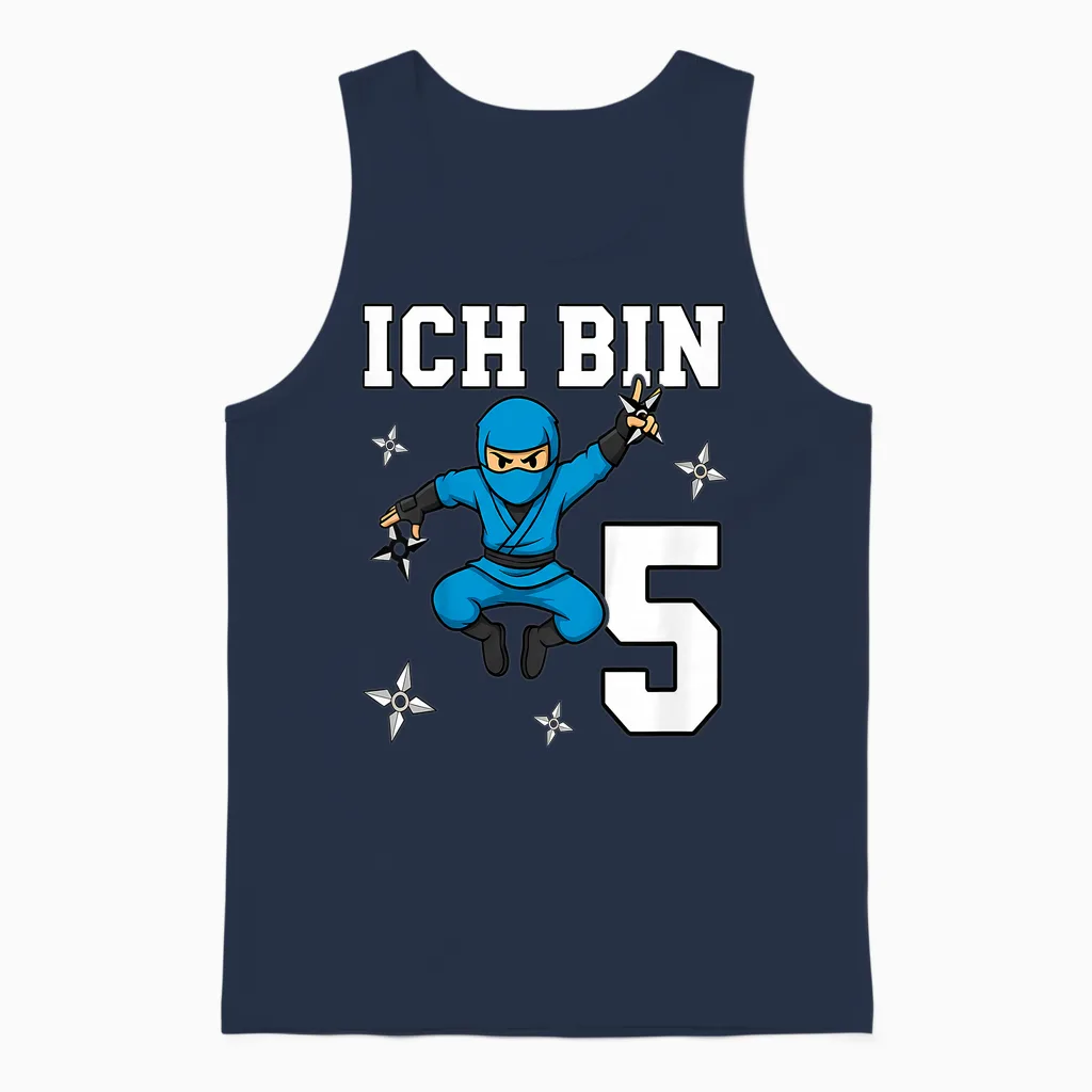 Ich Bin 5 Ninja Geburtstag 5 Jahre Junge Karate Unisex Tank Top in Navy