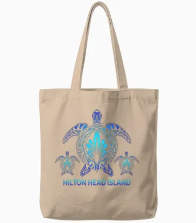 Hilton Head Island South Carolina Turtle Souvenirs Tote Bags - Natural