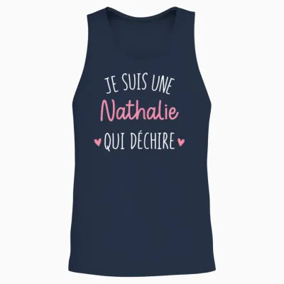 Women's Personalised Gift Name Nathalie Qui Déchire T-Shirt, Black, Female X-Small Unisex Tank Top - Navy