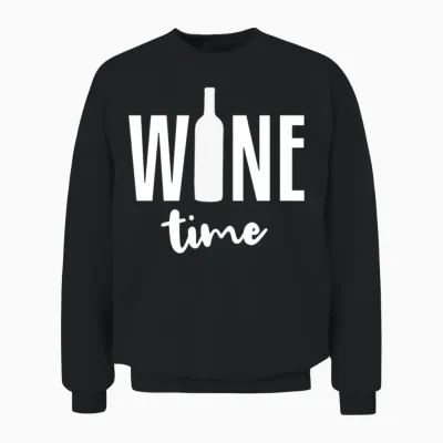 Wine Time Unisex Sweatshirt - Black