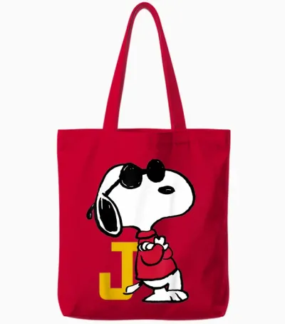 Joe Cool Snoopy Baseball Logo Retro Sports Style Tote Bags - Red