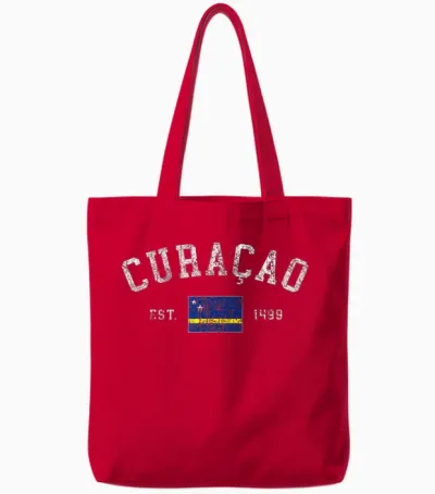 Curacao-Flagge Est 1499 Vintage-Urlaubs-Souvenir Für Herren Tote Bags - Red