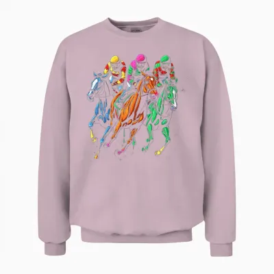 Horse Racing Painting Horse and Derby Lovers Unisex Sweatshirt - Light Pink