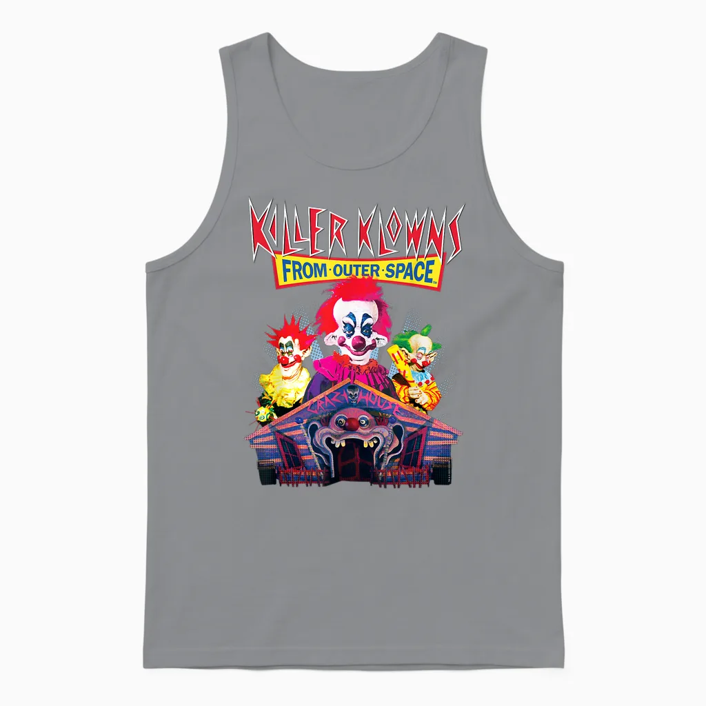 Killer Klowns from Outer Space Crazy House Unisex Tank Top in Sport Grey