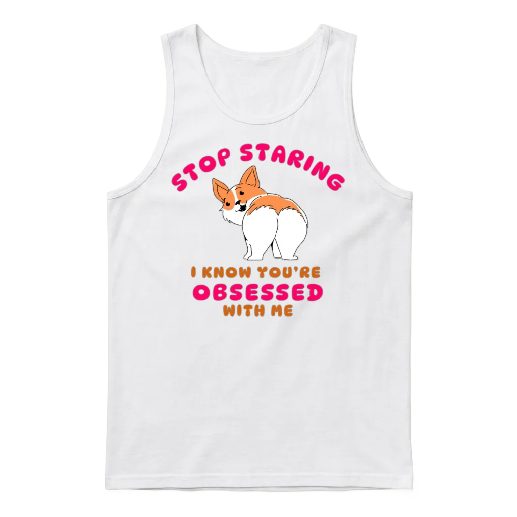 Fat Corgi, Chubby Corgi, Corgi Mom, Corgi Meme Unisex Tank Top - White