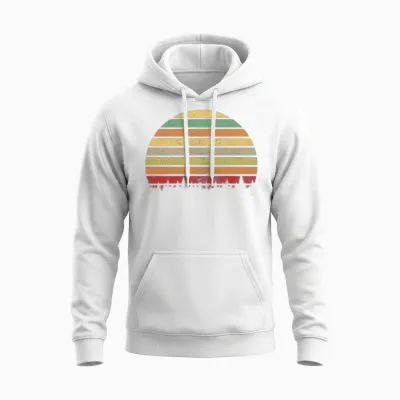 Retro Forest Silhouette Unisex Hoodie - White