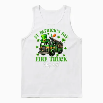 St Patrick's Day Fire Truck Squad Trèfles Chauffeur De Camion De Pompiers Unisex Tank Top - White
