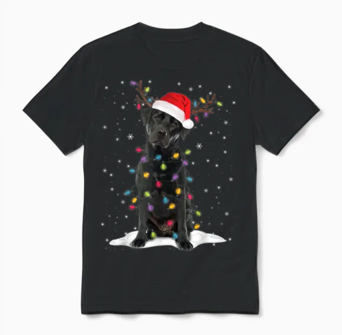 Black Lab Labrador Christmas Tree Light Pajama Dog - christmas dog puns