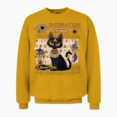 Royal Egyptian Black Cat Unisex Sweatshirt - Gold