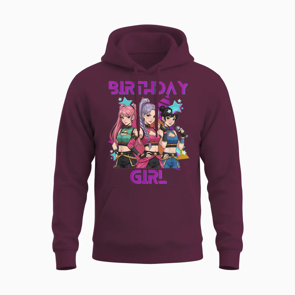 K-Pop K-Pop 6 Years Birthday Girl Unisex Hoodie in Maroon