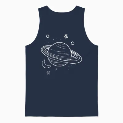 Saturn Drawing Astronomy Galaxy Planet Man Woman Gift T-Shirt, Black, S Unisex Tank Top - Navy