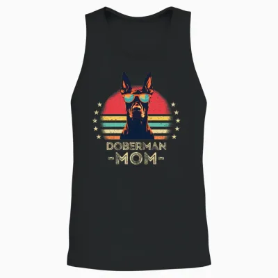 Doberman with Sunglasses Retro Unisex Tank Top - Black
