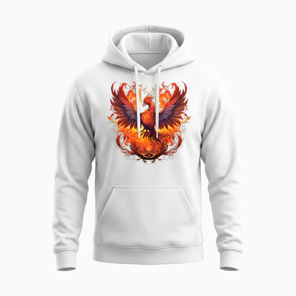 Phoenix Eagle: Wiedergeburt, Neuer Anfang, Symbolisch: Flammen Unter Der Sonne Langarmshirt Unisex Hoodie in White