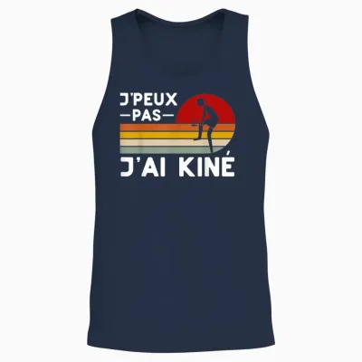 Je Peux Pas Je Ai Kiné Humour Physiotherapist Gift Funny T-Shirt, Black, S Unisex Tank Top - Navy