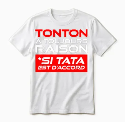Gift Tonton Tata Humour Birthday Christmas Uncle Aunt Unisex T-Shirt - White