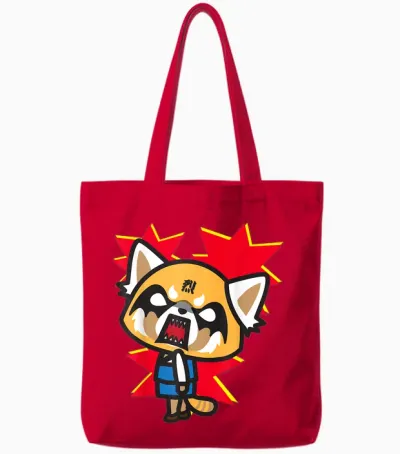Aggretsuko Rage Face Tote Bags - Red
