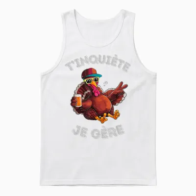 Accessory Turkey Turkey Humour Beer Aperitif T'inquiète Je T-Shirt, Black, S Unisex Tank Top - White