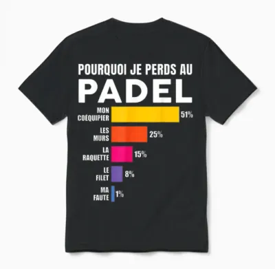Padel Tennis T-Shirt - Padel Padel Humor Man Woman T-Shirt, Blue, S Unisex T-Shirt - Black