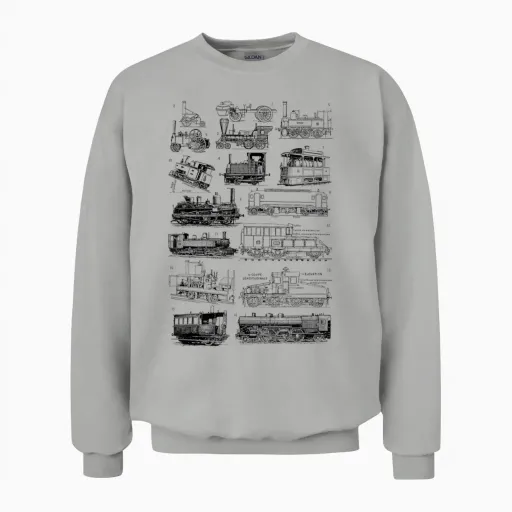 Steam Train Steam Locomotives T-Shirt, Grey Unisex Sweatshirt - Ash