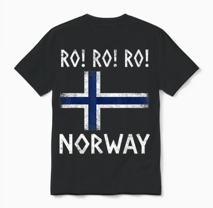 Row Norwegian Viking Norway Flag Culture Row Country Unisex T-Shirt in Black