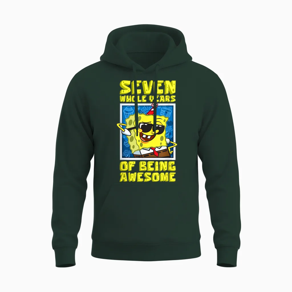 Mademark X Spongebob Squarepants - Spongebob Seven Years of Being Awesome Boy 7th Birthday Gift Unisex Hoodie in Forest