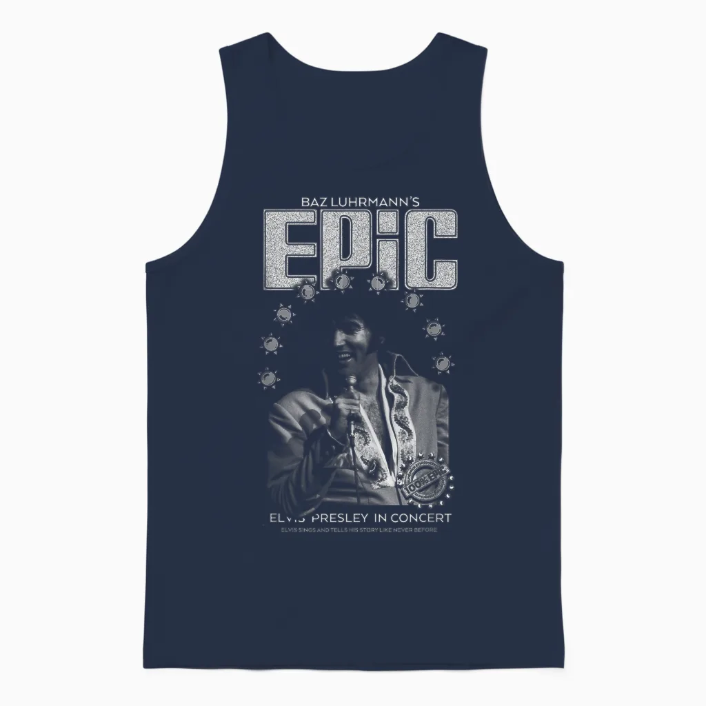 Elvis Presley Epic Black and White Portrait Unisex Tank Top in Navy