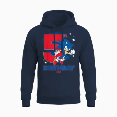 Sonic the Hedgehog 5th Birthday Epic Sonic Big Chest Logo Unisex Hoodie - Navy