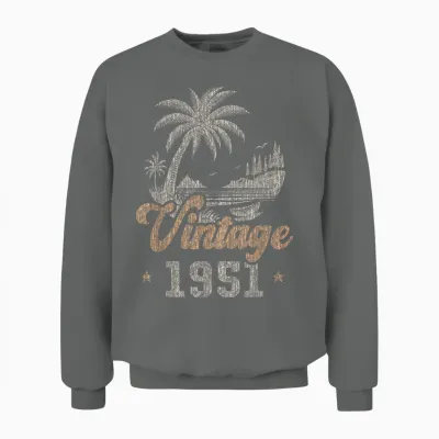 Vintage 1951 Anniversaire 75 Ans Palmiers Unisex Sweatshirt - Graphite Heather