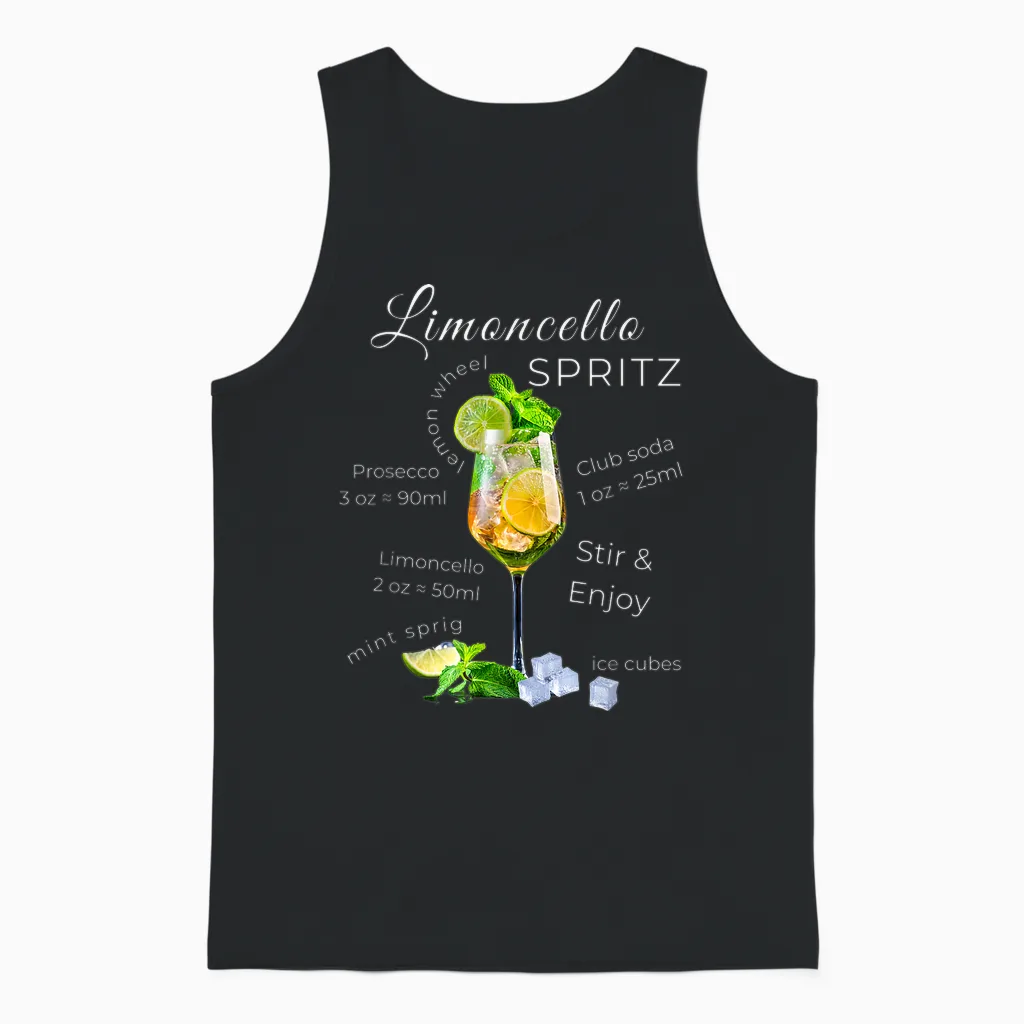 Spritz Limoncello Recipe Summer Cocktail T-Shirt, Black, S Unisex Tank Top in Black