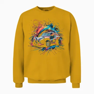 Colorful Painting Splash Dune Buggy Art Graphic T-Shirt, Black, S Unisex Sweatshirt - Gold