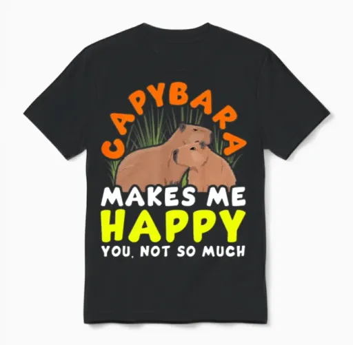 Capybara Capy Unisex T-Shirt in Black