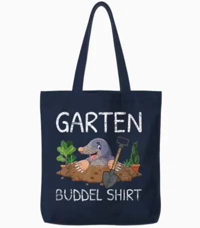 Garten Buddel Shirt Gardener Mole Garden Hobby Gardener T-Shirt, Black, S Tote Bags - Navy
