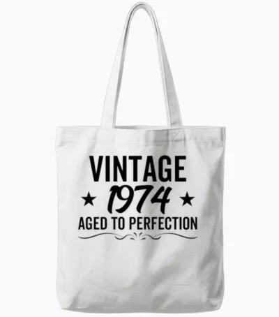 Vintage 1974 Aged to Perfection Tote Bags - White