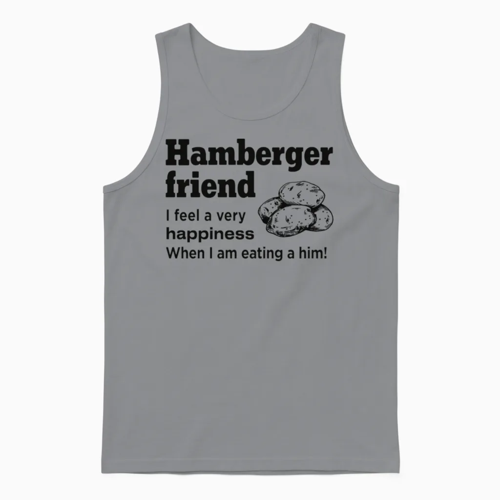 Hamberger Friend, Engrish, Bad Translation Unisex Tank Top in Sport Grey