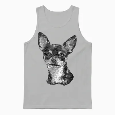 Chihuahua Face Cute Dog Lovers Men Women Black White Unisex Tank Top - Ash