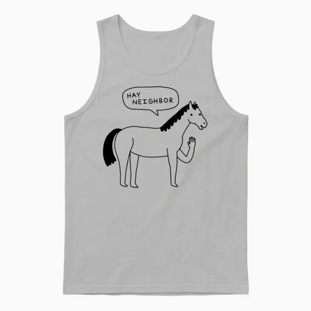 Hi Horse Lovers Unisex Tank Top in Ash