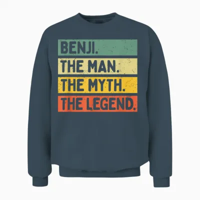 Benji the Man the Myth the Legend Citation Personnalisée Amusante Unisex Sweatshirt - Dark Heather
