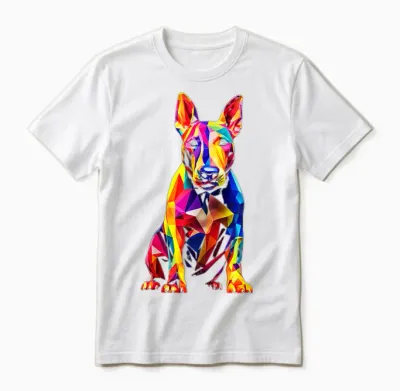 Bull Terrier Illustration Dog Bull Terrier T-Shirt, Black, S Unisex T-Shirt - White