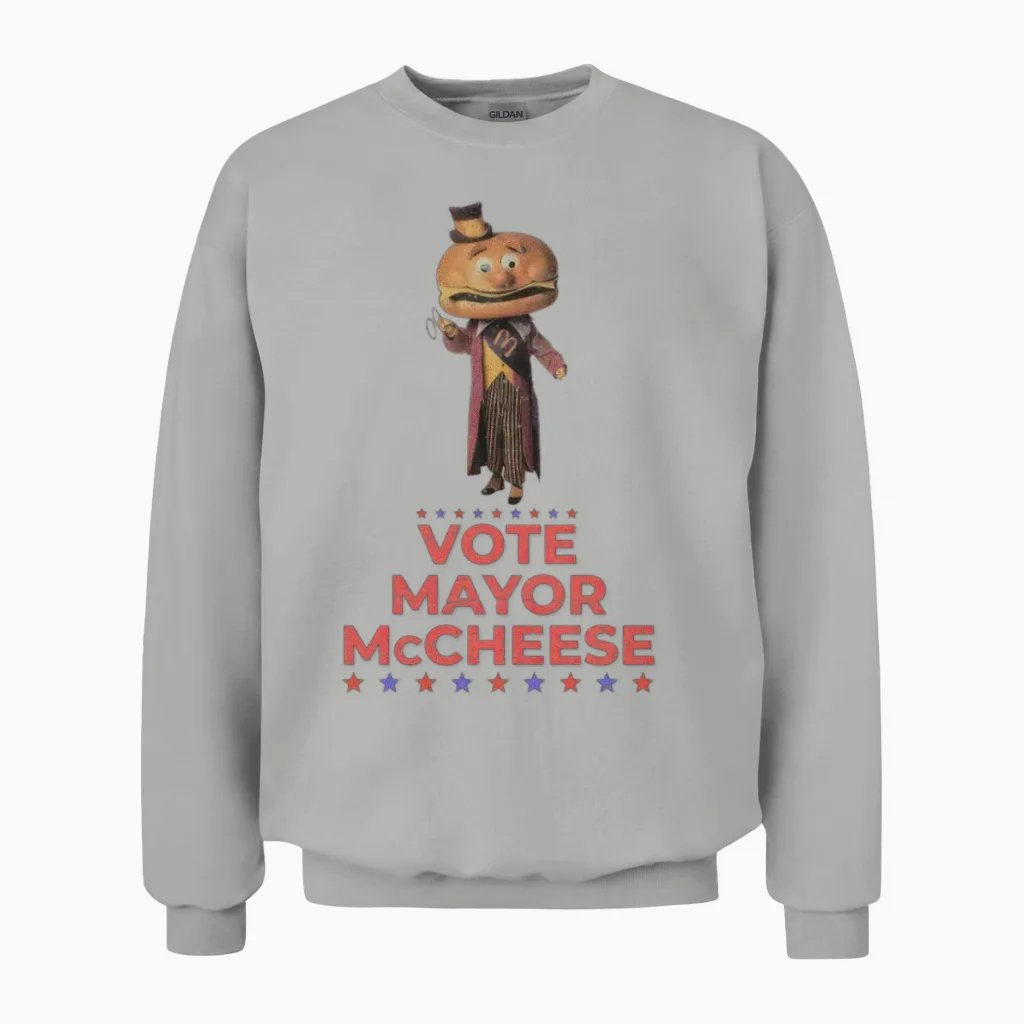 Vote Mayor Mccheese: the Cheesiest Candidate Unisex Sweatshirt in Ash