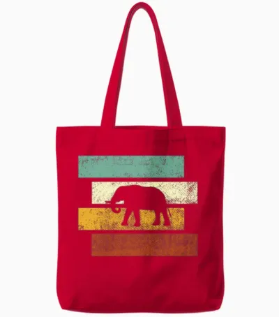 Elephant Retro Tote Bags - Red