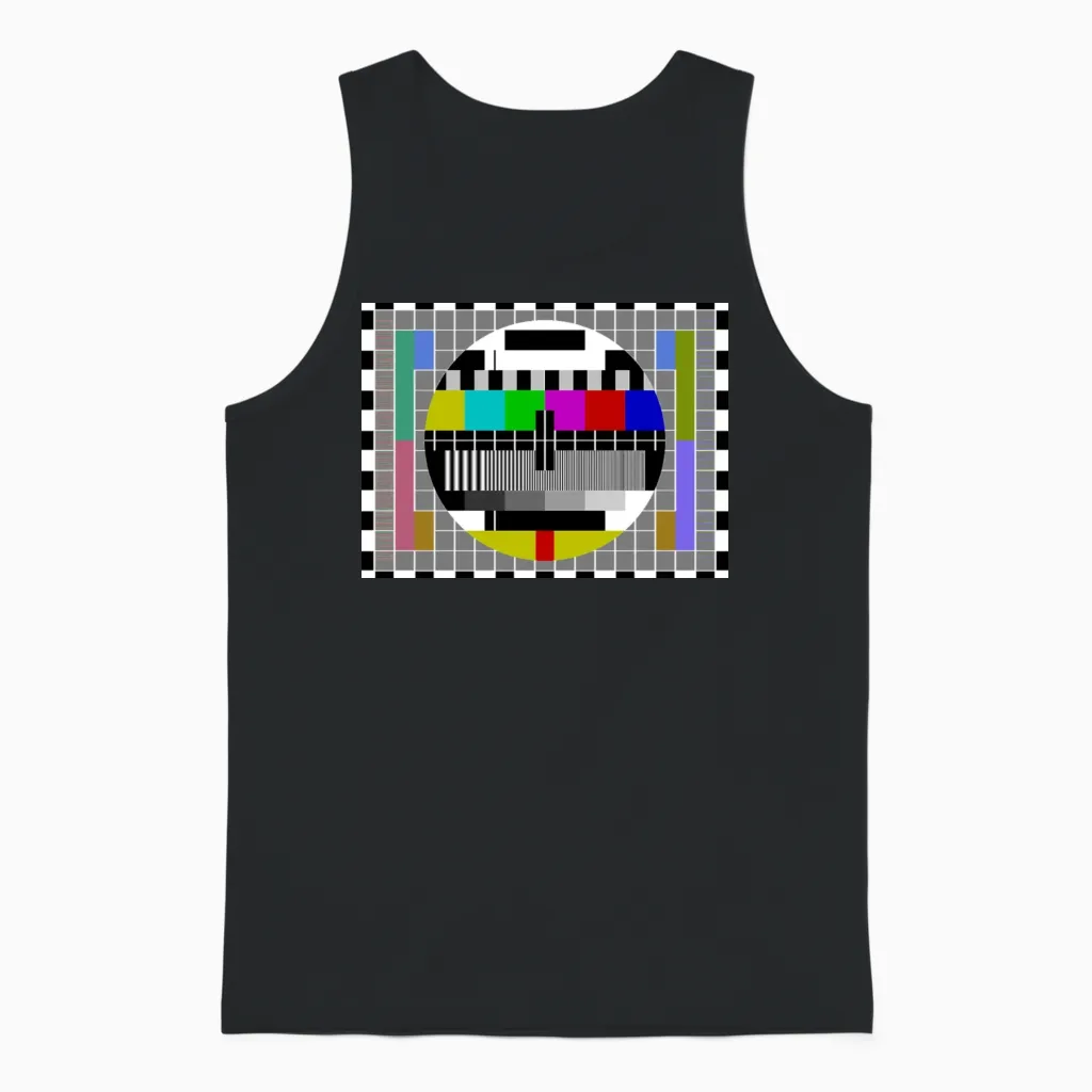 Tv Video Test Pattern Screen Unisex Tank Top in Black