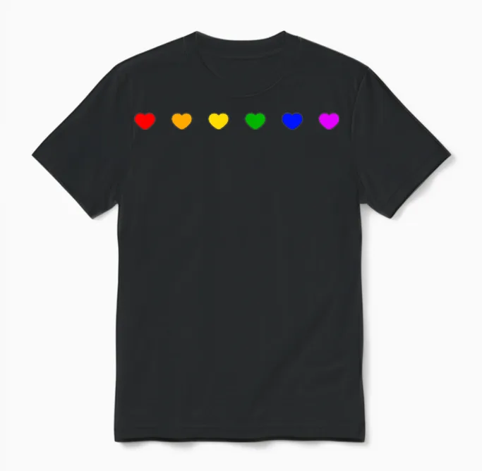 Winzige Herzen Regenbogen Flagge Subtile Pride Monat Lgbt Homosexuell Rechte Unisex T-Shirt in Black