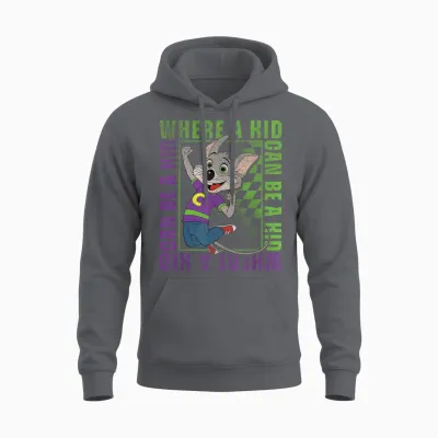 Chuck E. Cheese Where a Kid Can Be a Kid Modern Chuck Faded Unisex Hoodie - Charcoal