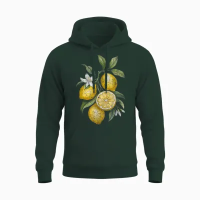 Citrus Vibes Vintage Lemon Unisex Hoodie - Forest