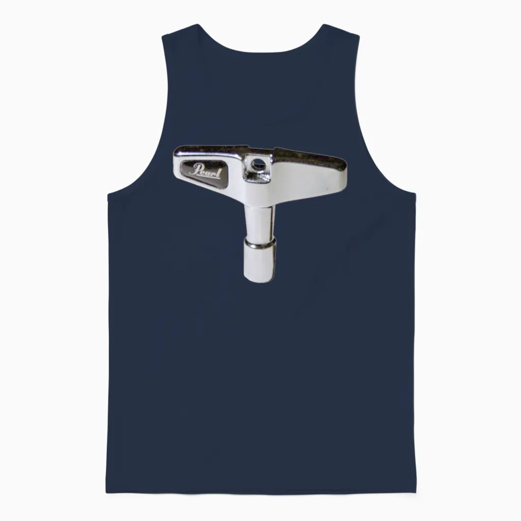 Pearl Chrome Drum Key Drums Unisex Tank Top in Navy