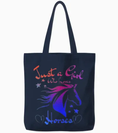 Just a Girl Who Loves Horses Horse Lover Horseback Tote Bags - Navy