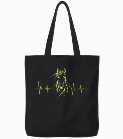 Cheval Battement De Cœur Pour Hommes, Garçons, Femmes, équitation Vintage Tote Bags - Black
