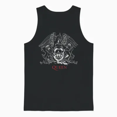 Official Queen Crest T-Shirt, Blue Unisex Tank Top - Black