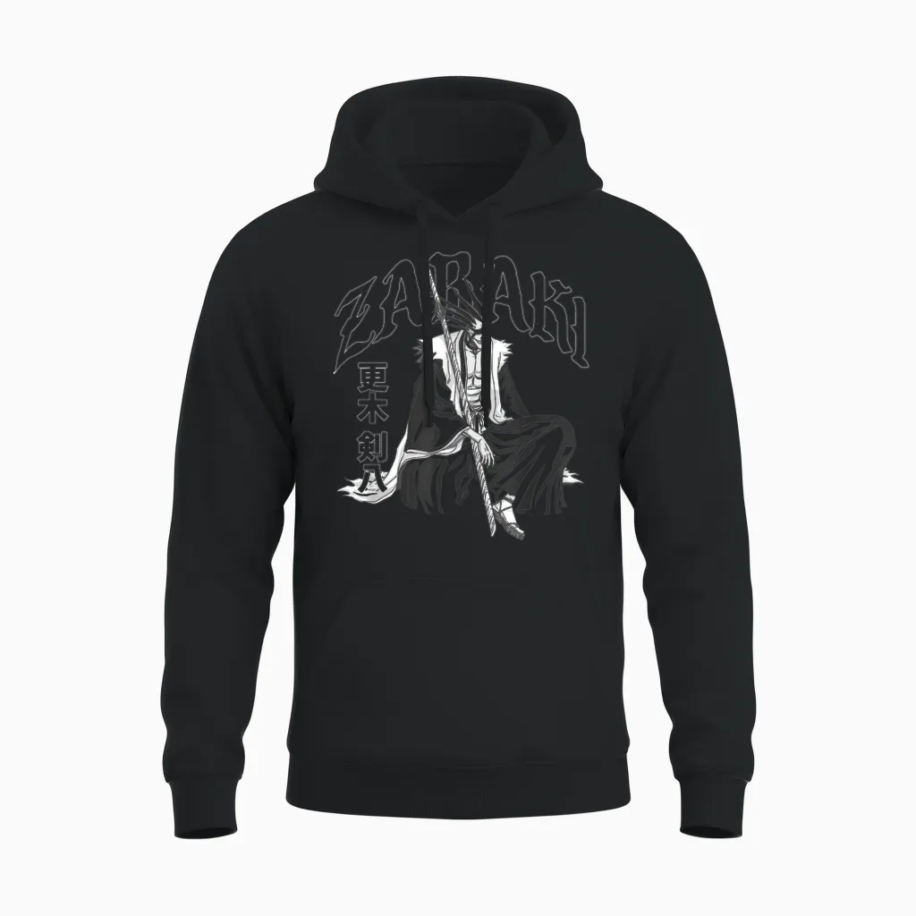 Bleach Zabaki Gothic Print Anime Unisex Hoodie in Black