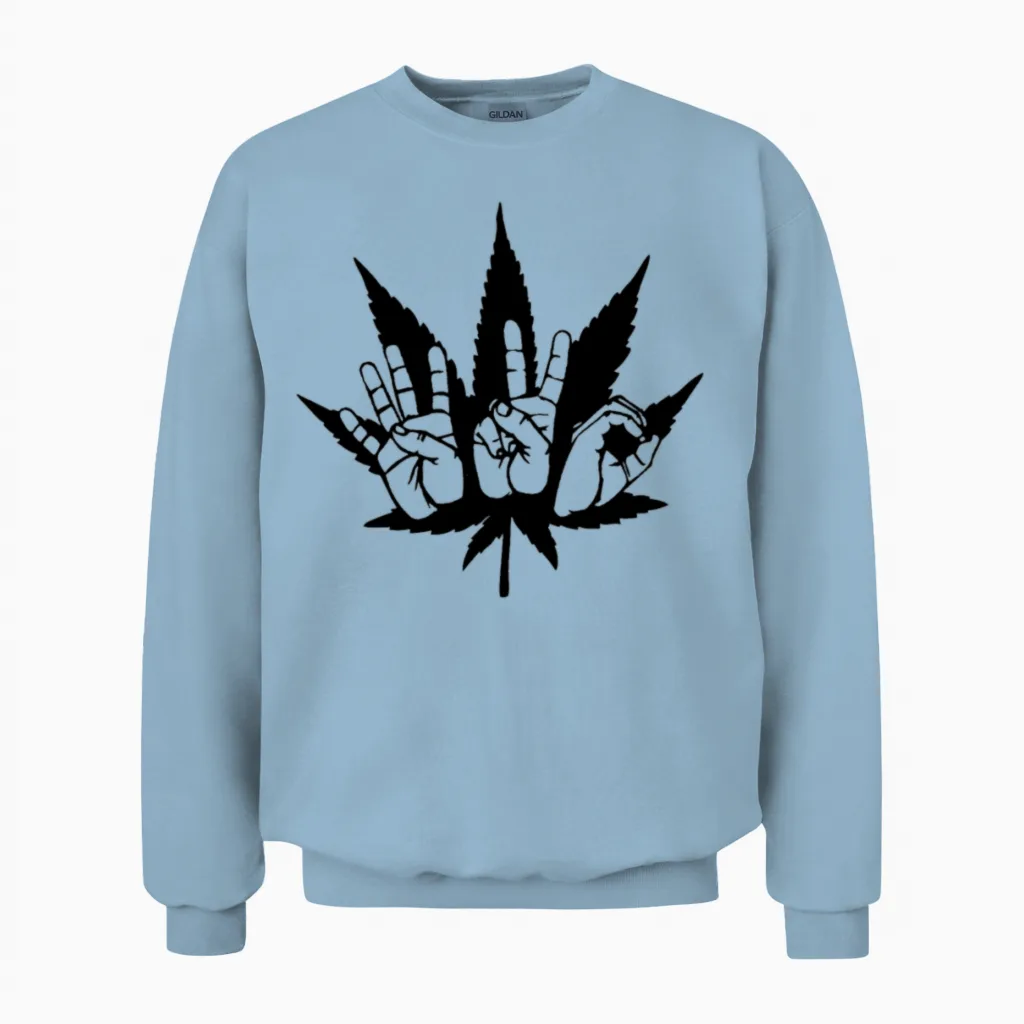 Kiffer T-Shirt 420 Cannabis Unisex Sweatshirt in Light Blue